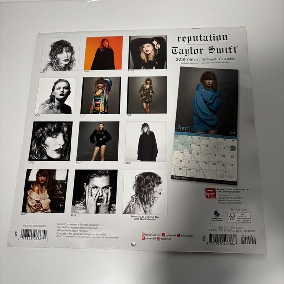 Taylor Swift Official Reputation 2019 Calendar Used Swiftie Fan Gift Art Decor - Picture 2 of 7
